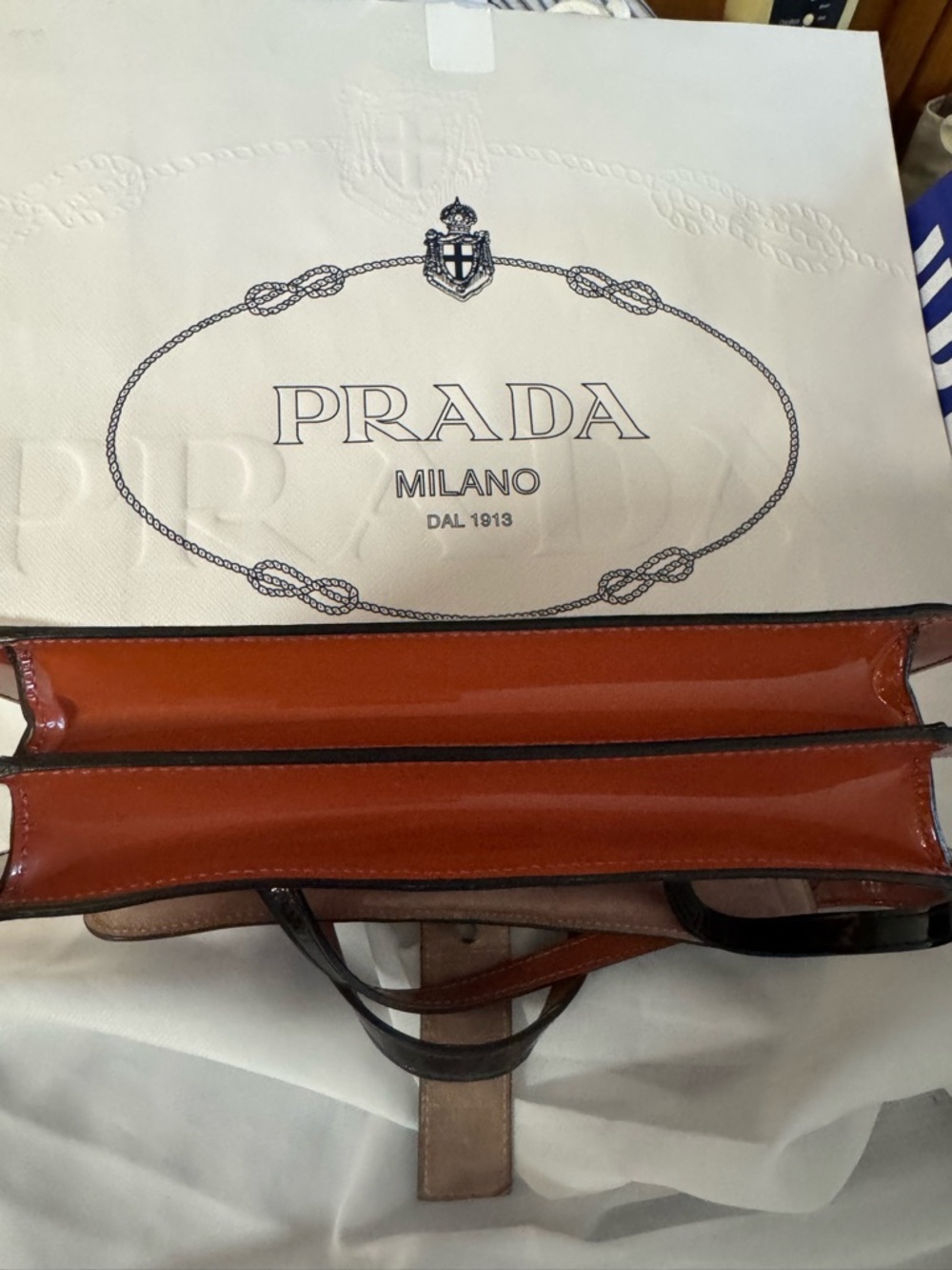 Vintage Prada šÆ% Authentic pinkish hues patent mini Bag with cards, dust bag set - Picture 15 of 17